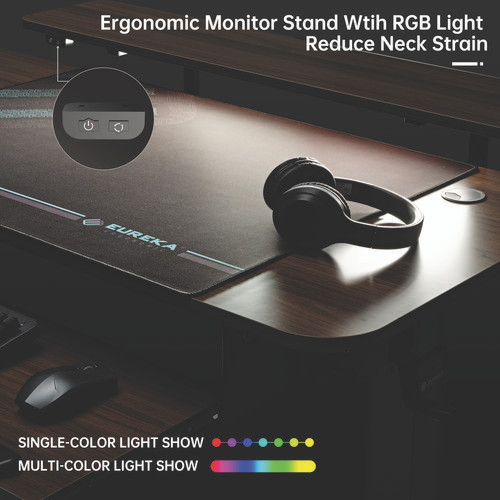 L-Shaped Standing Desk with Keyboard Tray, Left Desk, 61.25" x 43.25" x 34.38" to 52.88", Walnut/Black