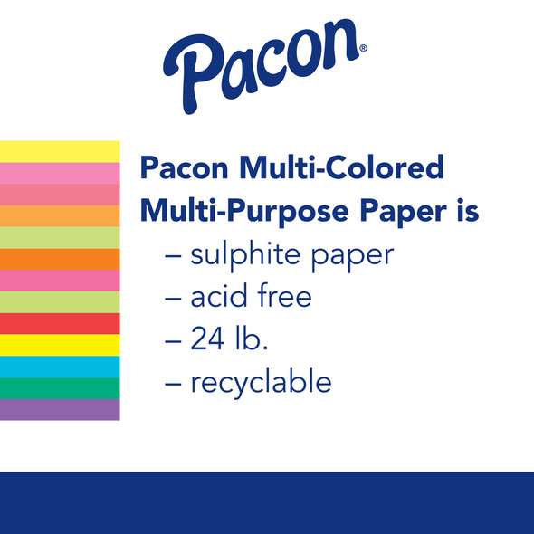 Bright Multi-Purpose Paper, 5 Assorted Colors, 24 lb., 8-1/2" x 11", 500 Sheets