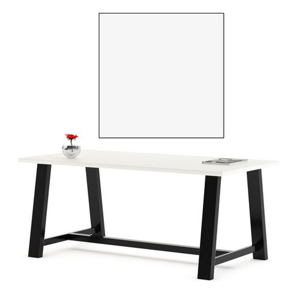 Midtown Dining Table with Four Lime Green Kool Series Chairs, 36 x 72 x 30, Designer White