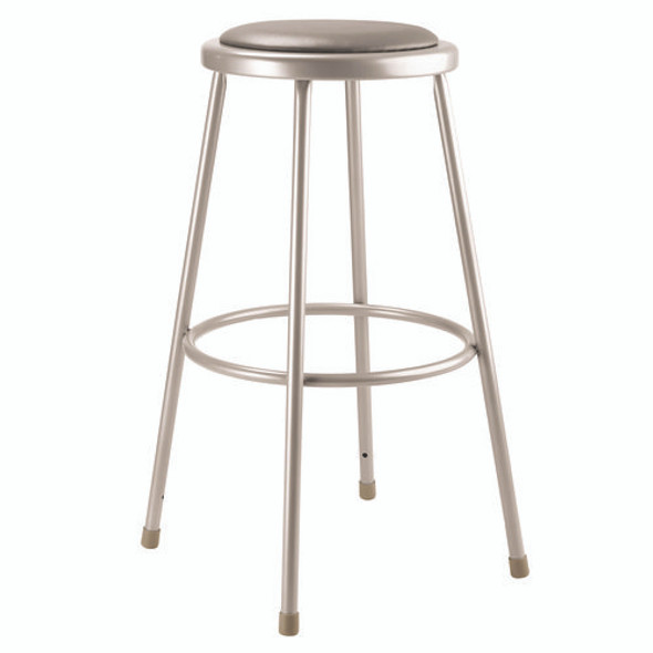 6400 Series Fixed Height Heavy Duty Vinyl Padded Steel Stool, Backless, Supports 500 lb, 30" Seat Height, Gray Seat/Base