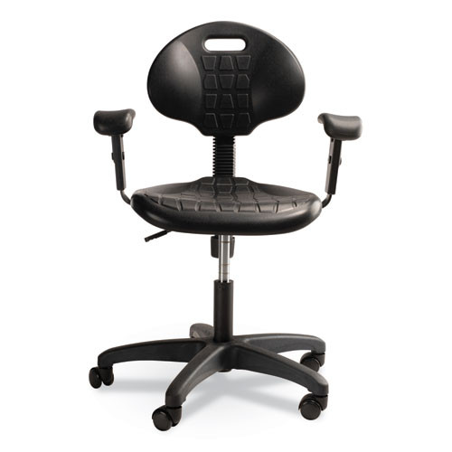 6700 Series Polyurethane Adjustable Height Task Chair with Arms, Supports 300 lb, 16" to 21" Seat Height, Black Seat/Base