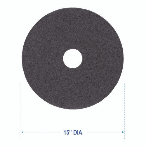 Stripping Floor Pads, 15" Diameter, Black, 5/Carton
