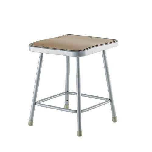 6300 Series Heavy Duty Square Seat Steel Stool, Backless, Supports Up to 500 lb, 17.5" Seat Height, Brown Seat, Gray Base
