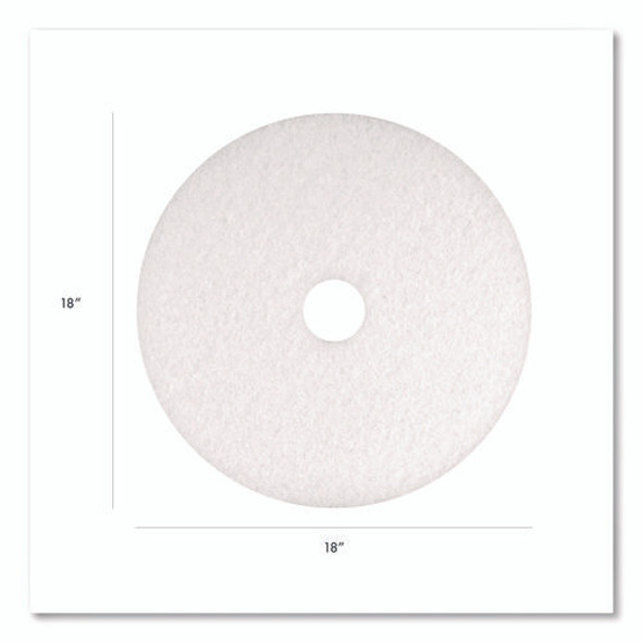 Polishing Pads, 18" Diameter, White, 5/Carton