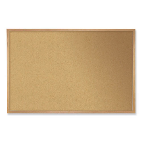 Natural Cork Bulletin Board with Wood Frame, 46.5" x 36", Tan Surface, Oak Finished Wood Frame