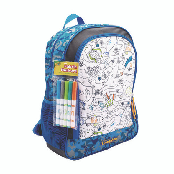 Color-Your-Own Backpack, Oceanfront, 15 x 5 x 16, Blue/Black Color-Your-Own Backpack, Oceanfront, 15 x 5 x 16, Blue/Black