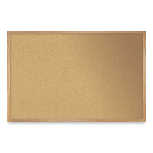 Natural Cork Bulletin Board with Wood Frame, 60.5" x 36.5", Tan Surface, Oak Finished Wood Frame