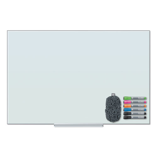Floating Glass Dry Erase Board, 48" x 36" (Actual Size: 47" x 35"), White Surface
