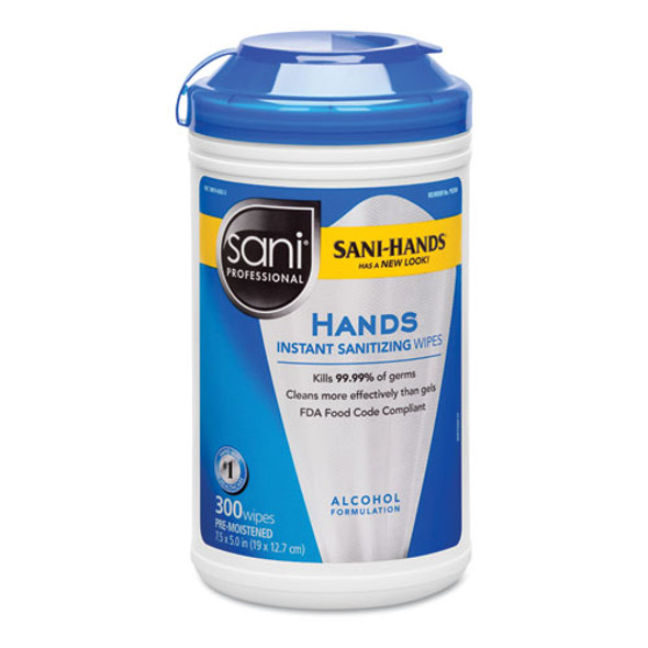 Hands Instant Sanitizing Wipes, 7.5 x 5, 300/Canister, 6/Carton Hands Instant Sanitizing Wipes, 7.5 x 5, 300/Canister, 6/Carton