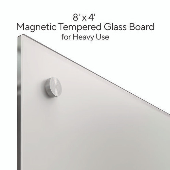 Magnetic Tempered Glass Dry Erase Board, 96" x 48", White Surface