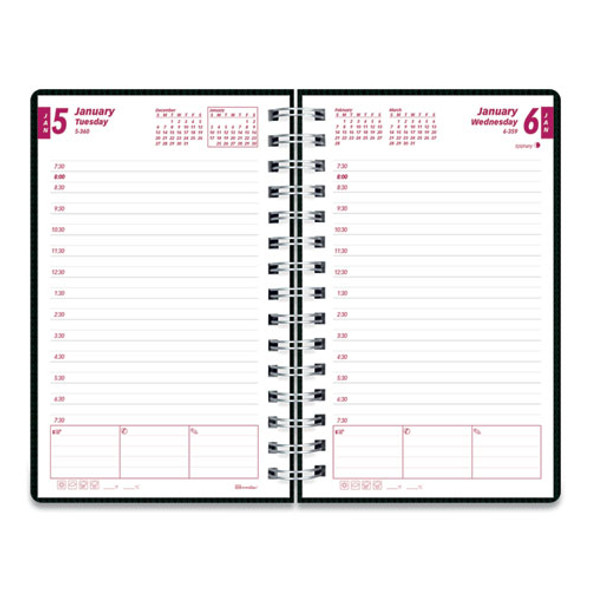 DuraFlex Daily Planner, 8 x 5, Black Cover, 12-Month (Jan to Dec): 2025