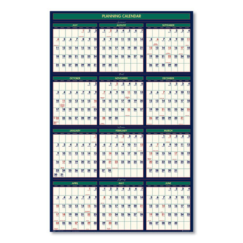 Four Seasons Business/Academic Recycled Wall Calendar, 24 x 37, 12-Month (July-June): 2024-2025, 12-Month (Jan to Dec): 2025