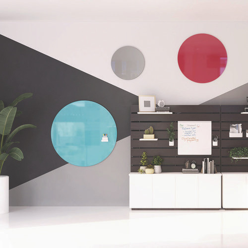 Coda Low Profile Circular Non-Magnetic Glassboard, 48 x 48, Smoke Surface