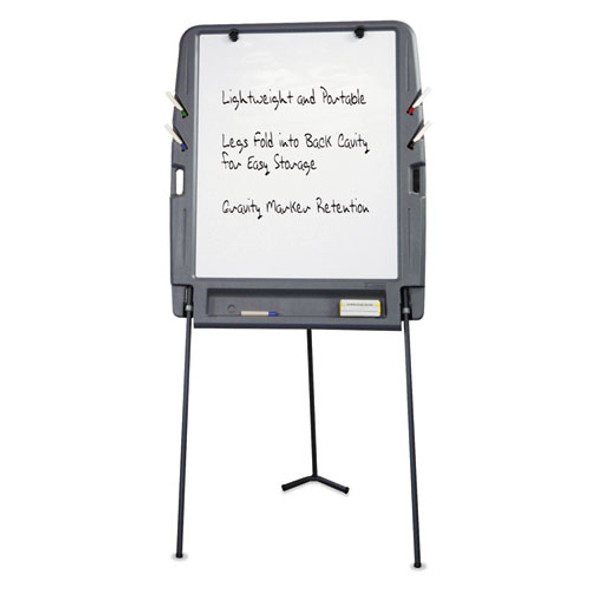 Ingenuity Portable Flipchart Easel with Dry Erase Surface, 35" x 30", White Surface, Charcoal Gray Polyethylene Frame