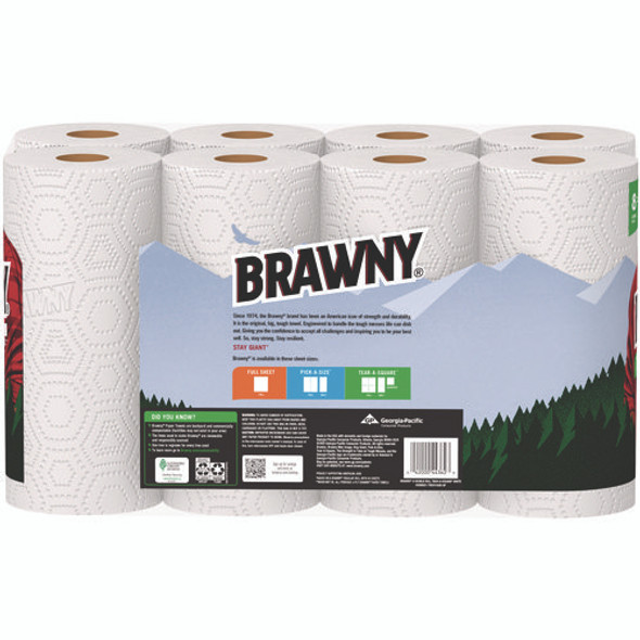 Tear-A-Square Perforated Kitchen Roll Towels, Double Roll, 2-Ply, 11" x 11", White, 120 Sheets/Roll, 8 Rolls/Pack