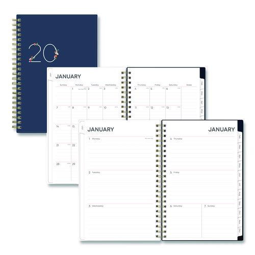 Ashlyn Weekly/Monthly Planner, Floral Artwork, 8 x 5, Navy/Multicolor Cover, 12-Month (Jan to Dec): 2025