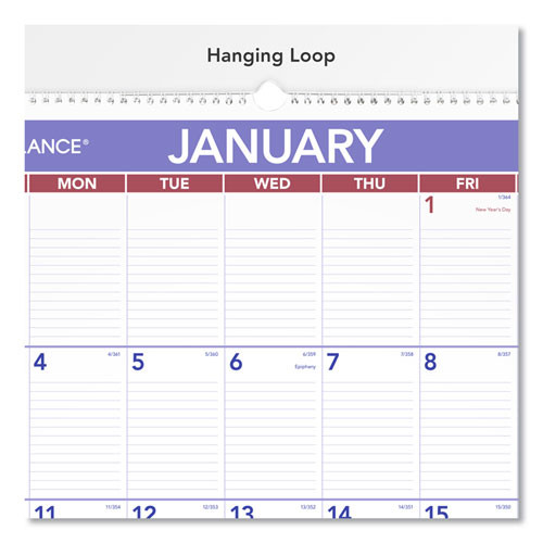 Monthly Wall Calendar with Ruled Daily Blocks, 20 x 30, White Sheets, 12-Month (Jan to Dec): 2025