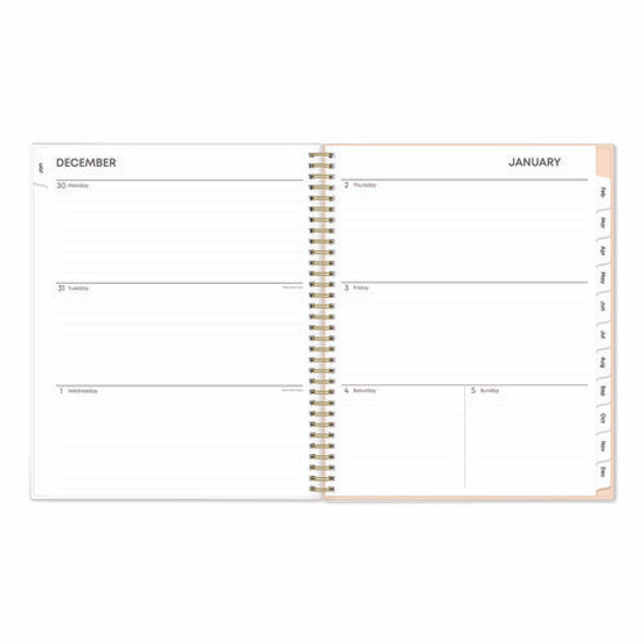Natalya Weekly/Monthly Planner, Abstract Artwork, 11 x 8.5, Peach-Pink/White Cover, 12-Month (Jan to Dec): 2025