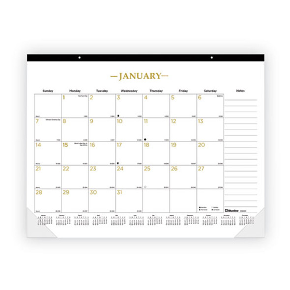 Gold Collection Monthly Desk Pad Calendar, 22 x 17, White Sheets, Black Headband, Clear Corners, 12-Month (Jan to Dec): 2025