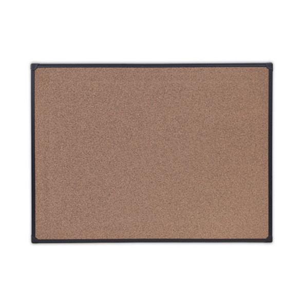 Tech Cork Board, 48" x 36", Brown Surface, Black Aluminum Frame
