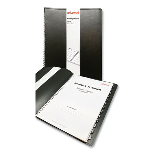 Monthly Planner, 11 x 8, Black Cover, 14-Month: Dec 2024 to Jan 2026