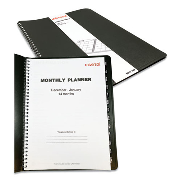 Monthly Planner, 11 x 8, Black Cover, 14-Month: Dec 2024 to Jan 2026