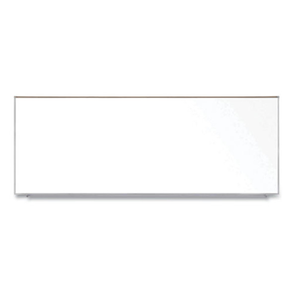 Magnetic Porcelain Whiteboard with Aluminum Frame and Maprail, 144.59" x 60.47", White Surface, Satin Aluminum Frame