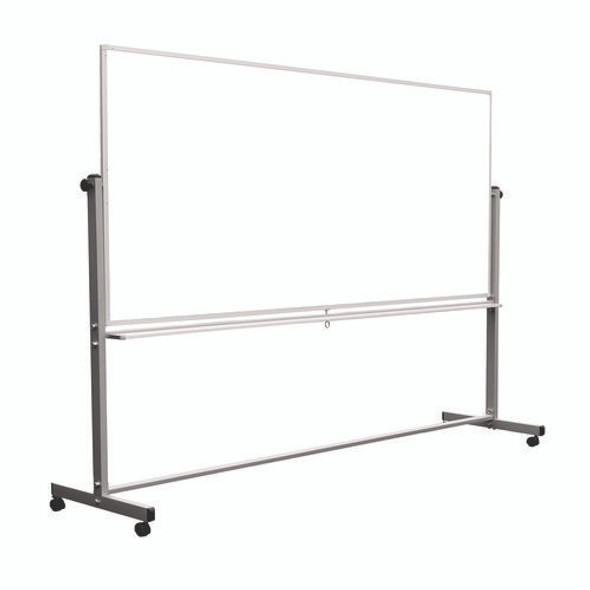 Mobile Magnetic Whiteboard, 96" x 40", White Surface, Silver Aluminum Frame