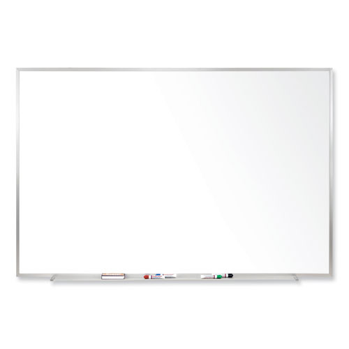 Magnetic Porcelain Whiteboard with Aluminum Frame, 120.5" x 48.5", White Surface, Satin Aluminum Frame