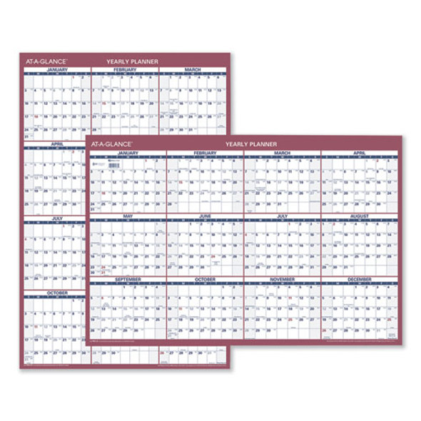 Vertical/Horizontal Wall Calendar, 24 x 36, White/Blue/Red Sheets, 12-Month (Jan to Dec): 2025