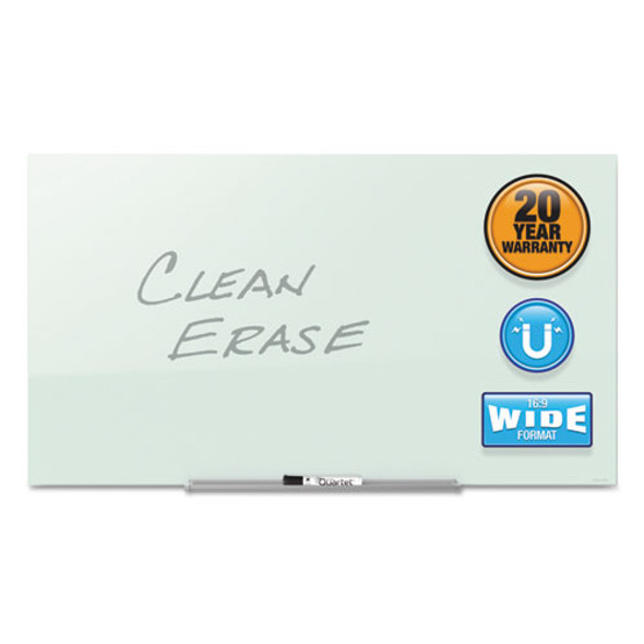 InvisaMount Magnetic Glass Marker Board, 50" x 28", White Surface