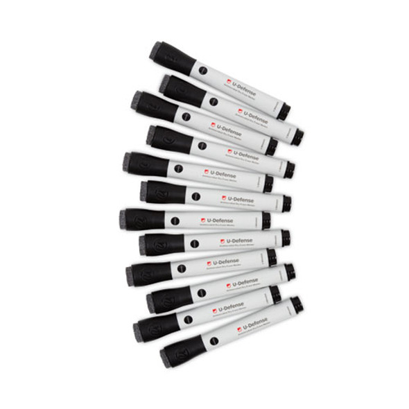 U-Defense Antimicrobial Dry-Erase Markers, Broad Chisel Tip, Black, 12/Pack