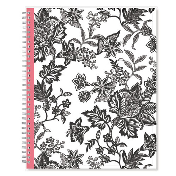 Analeis Create-Your-Own Cover Weekly/Monthly Planner, Floral, 11 x 8.5, White/Black/Coral, 12-Month (July to June): 2024-2025