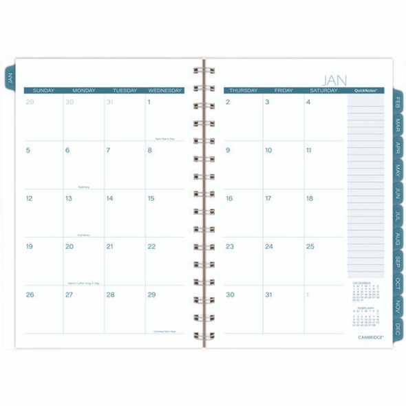 Glacier Weekly/Monthly Planner, Glacier Artwork, 8.5" x 6.38", Blue/Gray/Silver Cover, 12-Month (Jan to Dec): 2025