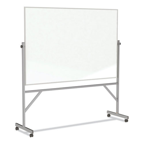 Reversible Magnetic Porcelain Whiteboard with Aluminum Frame, 101.25" x 78.25", White Surface, Satin Aluminum Frame