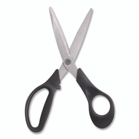 Stainless Steel Scissors, 8" Long, 3.58" Cut Length, Straight Black Handle