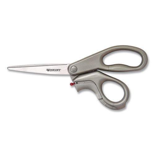 E-Z Open Box Opener Stainless Steel Shears, 8" Long, 3.25" Cut Length, Offset Gray Handle