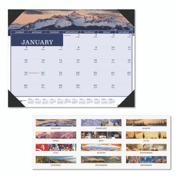 Recycled Americana Desk Pad Calendar, Americana Photography, 22 x 17, Blue Sheets, Black Corners, 12-Month (Jan to Dec): 2025
