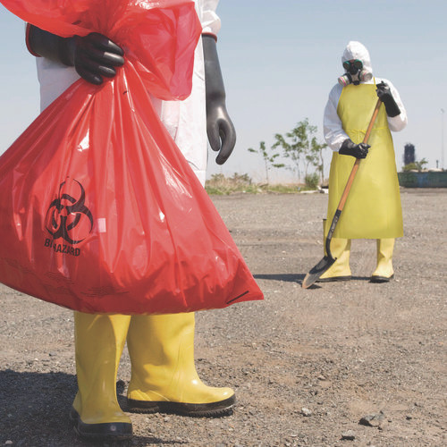 A70 Chemical Spray Protection Aprons, Polyethylene-Coated Fabric, One Size Fits Most, Yellow, 100/Carton