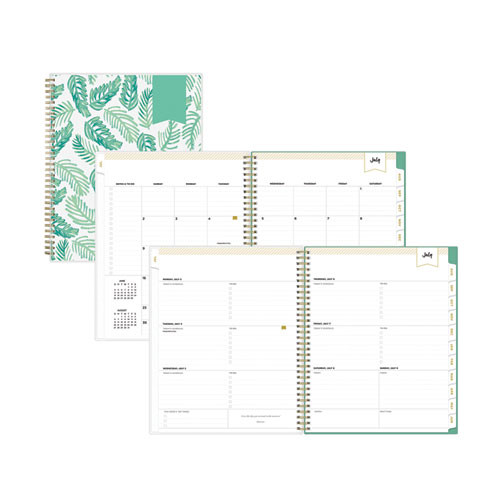 Day Designer Academic Year Weekly/Monthly Frosted Planner, Palms Artwork, 11 x 8.5, 12-Month (July to June): 2024 to 2025