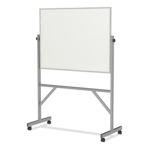 Reversible Magnetic Porcelain Whiteboard with Aluminum Frame, 53.25" x 72.25", White Surface, Satin Aluminum Frame
