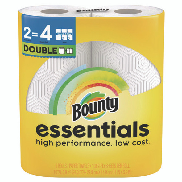 Essentials Select-A-Size Kitchen Roll Paper Towels, 2-Ply, White, 108 Sheets/Roll, 2/Pack, 8 Packs/Carton