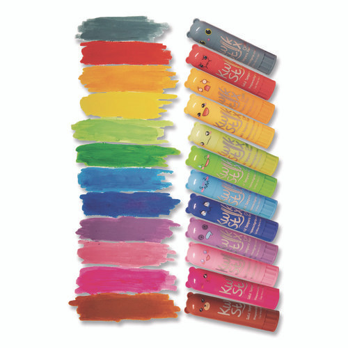 Kwik Stick Tempera Paint, 4" x 1", Assorted Colors, 12/Pack, 12 Packs/Carton