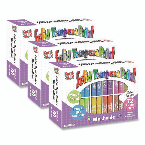Kwik Stix Tempera Paint Set, 12 Assorted Colors, 72 Paint Sticks/Pack, 3 Packs/Carton