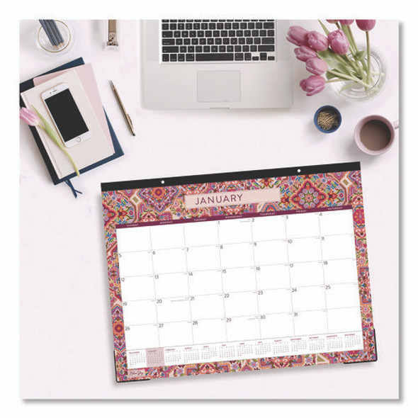 Amalia Desk Pad Calendar, Mandala Artwork, 22 x 17, White/Multicolor Sheets, Black Headband, 12-Month (Jan to Dec): 2025
