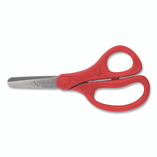 Essential Blunt School Scissors School Pack, Rounded Tip, 5.35" Long, 2" Cut Length, Straight Assorted Handle, Dozen