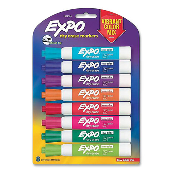 Dry Erase Marker, Broad Chisel Tip, Assorted Colors, 8/Pack
