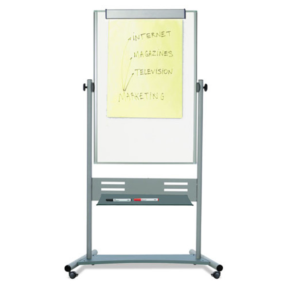 Revolver Easel, Vertical Orientation, 35.4" x 47.2", White Surface, Satin Aluminum Frame Revolver Easel, Vertical Orientation, 35.4" x 47.2", White Surface, Satin Aluminum Frame