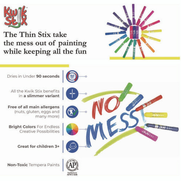 Thin Stix Tempera Paint Set, 6 Assorted Neon Colors, 6/Set, 24 Sets/Carton