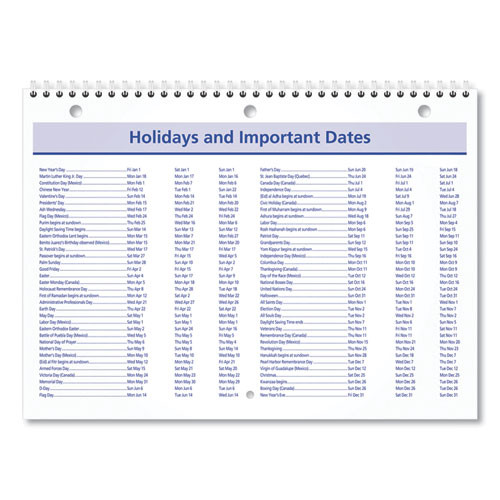 QuickNotes Desk/Wall Calendar, 3-Hole Punched, 11 x 8, White/Blue/Yellow Sheets, 12-Month (Jan to Dec): 2025